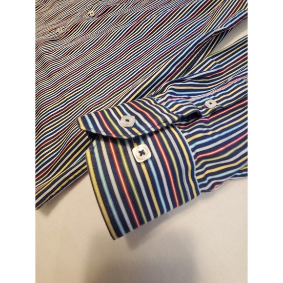 BUGATCHI MULTICOLORED STRIPED 100% COTTON SPORT SHIRT MINT COND. SZ XL - Picture 4 of 14